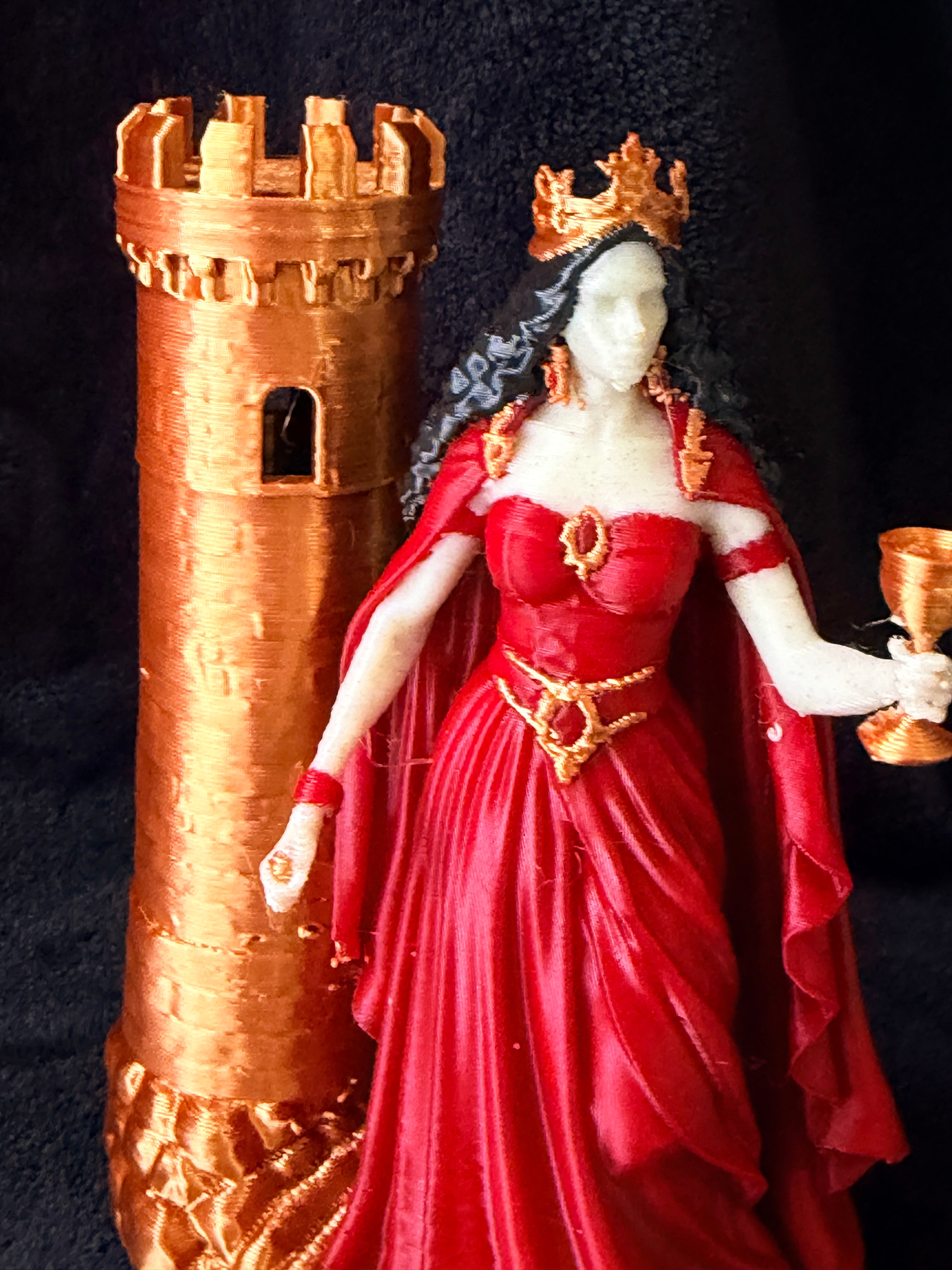 Santa Bárbara con Torre - Figura Impresa en 3D | 10 cm | Multicolor