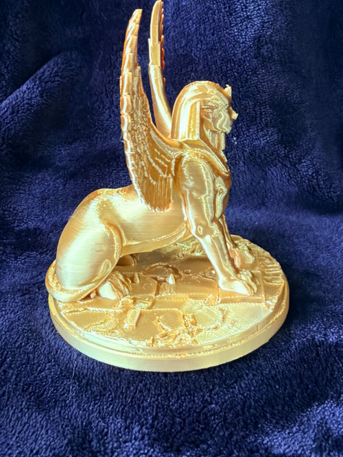 Esfinge Divina con Alas - Figura Impresa en 3D | Color Dorado